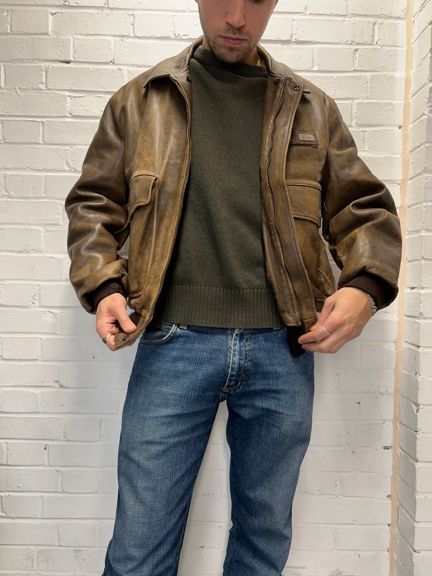 Vintage Chevignon Heavy Leather Jacket