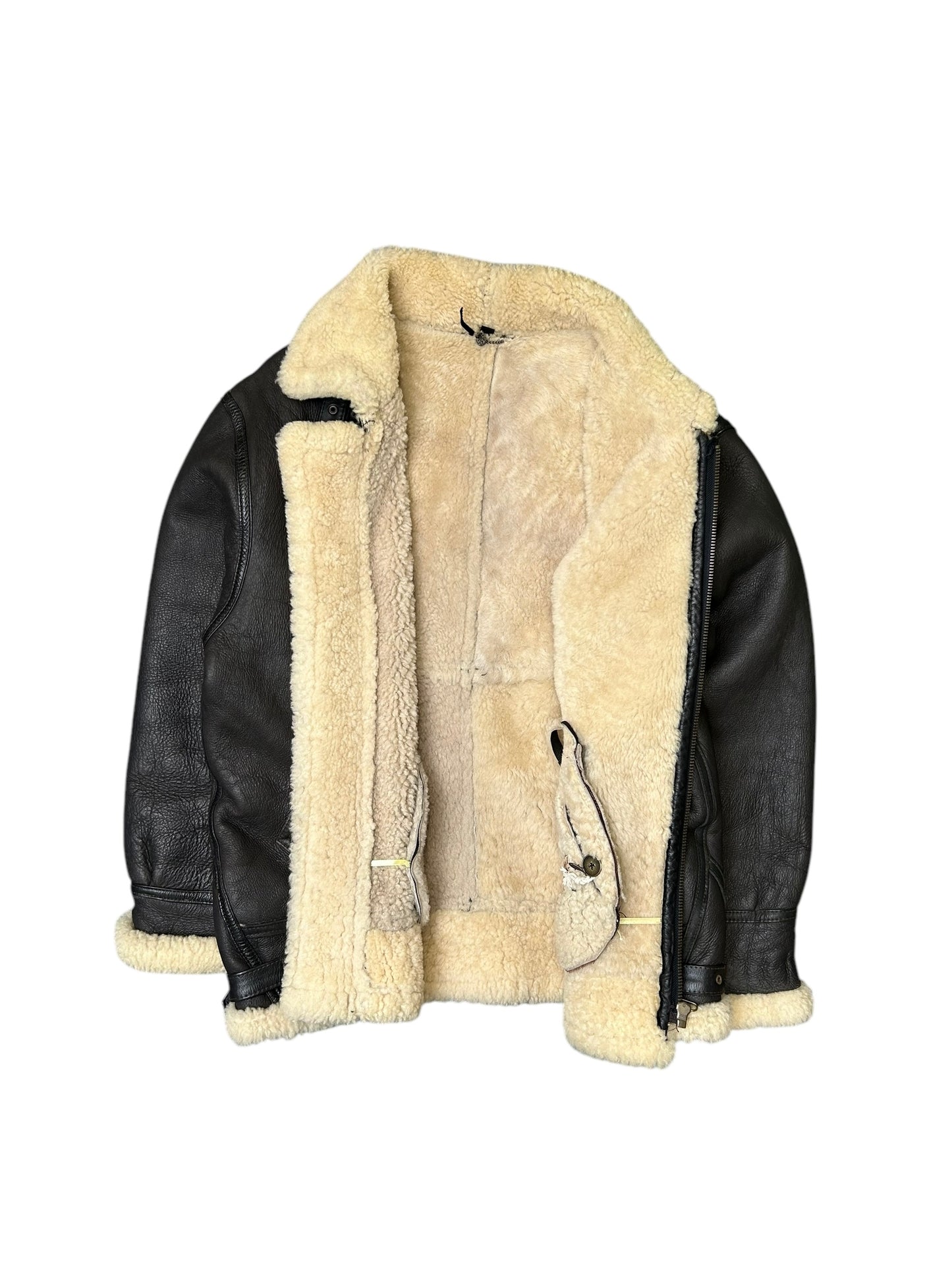 Vintage Shearling Leather Aviator Jacket