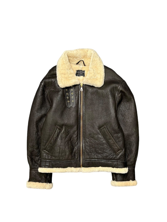 Vintage Shearling Leather Aviator Jacket