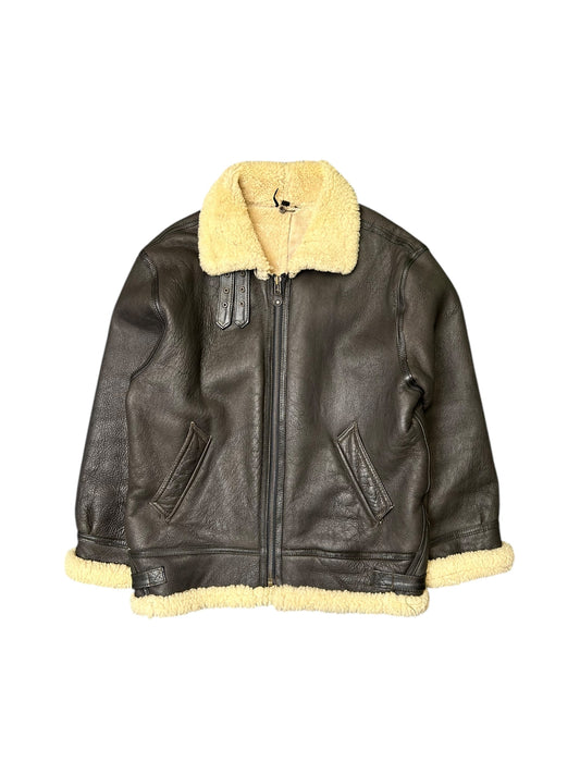 Vintage Shearling Leather Aviator Jacket